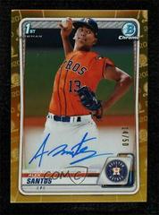 Alex Santos [Gold Refractor] Baseball Cards 2020 Bowman Draft Picks Chrome Autographs Prices