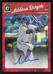 Addison Barger [Cracked Ice Red] Baseball Cards 2023 Panini Donruss Optic Retro 1990 Signatures Prices
