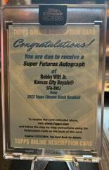Bobby Witt Jr. Baseball Cards 2022 Topps Chrome Black Super Futures Autographs Prices