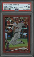 Mike Trout [Sliding Red Refractor] #1 Baseball Cards 2014 Topps Chrome Prices