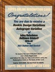Adley Rutschman Baseball Cards 2023 Stadium Club Rookie Design Variation Autographs Prices