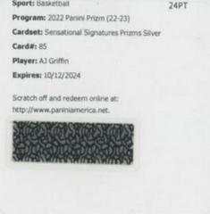 AJ Griffin [Silver] #SS-AG Basketball Cards 2022 Panini Prizm Sensational Signatures Prices