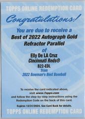 Elly De LA Cruz [Gold] #B22-EDL Baseball Cards 2022 Bowman's Best of Autographs Prices