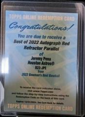 Jeremy Pena [Red] #B22-JPE Baseball Cards 2022 Bowman's Best of Autographs Prices
