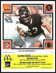 Jay Hilgenberg [Yellow] #63 Football Cards 1985 McDonald's Bears Prices