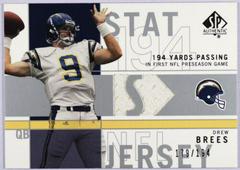 Drew Brees [194 Yards Passing] #SP-DB Football Cards 2001 SP Authentic Stat Jerseys Prices