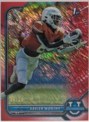 Xavier Worthy [Red Shimmer] #61 Football Cards 2021 Bowman University Prices
