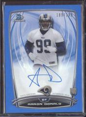 Aaron Donald [Blue] #AD Football Cards 2014 Bowman Chrome Rookie Refractor Autographs Prices