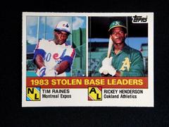 Stolen Base Leaders [T. Raines, R. Henderson] Baseball Cards 1984 Topps Tiffany Prices