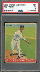 Red Faber #54 Baseball Cards 1933 World Wide Gum Prices