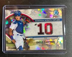 Diego Cartaya [Atomic] #BTP-10 Baseball Cards 2023 Bowman Scouts Top 100 Prices
