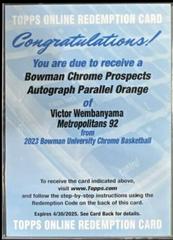 Victor Wembanyama [Autograph Orange] #101 Basketball Cards 2022 Bowman Chrome University Prices