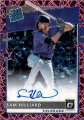 Sam Hilliard [Pink Velocity] Baseball Cards 2020 Panini Donruss Optic Rated Rookies Signatures Prices
