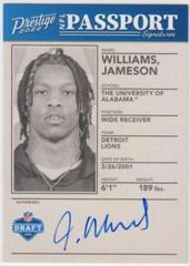 Jameson Williams Football Cards 2022 Panini Prestige NFL Passport Signatures Prices