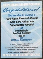 Don Mattingly [Autograph] #T88C-88 Baseball Cards 2023 Topps Silver Pack 1988 Chrome Prices