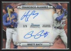 Francisco Alvarez, Brett Baty [Red] #DRA-AB Baseball Cards 2023 Bowman Sterling Dual Refractor Autographs Prices