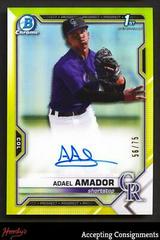 Adael Amador [Yellow Refractor] #CPA-AAM Baseball Cards 2021 Bowman Chrome Prospect Autographs Prices