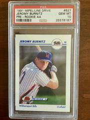 Jeromy Burnitz #627 Baseball Cards 1991 Impel Line Drive Pre Rookie AA Prices