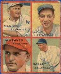 Hadley, Lary [Manush, Weaver] Baseball Cards 1935 Goudey 4 in 1 Prices
