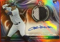 Oswald Peraza [Orange] Baseball Cards 2023 Bowman Platinum Pieces Autograph Relics Prices
