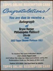 Bryce Harper #CPA-BH Baseball Cards 2022 Topps Chrome Platinum Anniversary Autographs Prices
