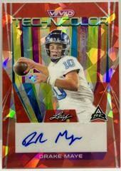 Drake Maye [Crystal Red] #T-DM1 Football Cards 2023 Leaf Vivid Autographs Technicolor Prices