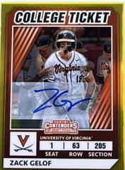 Zack Gelof [Signature] #32 Baseball Cards 2022 Panini Elite Extra Edition College Tickets Optic Prices
