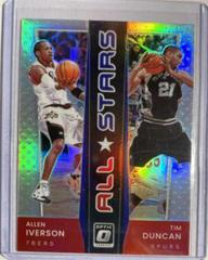 Allen Iverson, Tim Duncan [Holo] #15 Basketball Cards 2021 Panini Donruss Optic All Stars Prices