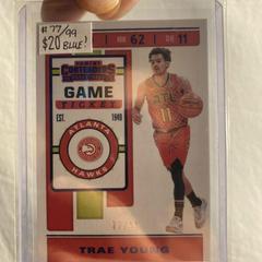 Trae Young [Game Ticket Blue Foil] #1 Basketball Cards 2019 Panini Contenders Prices