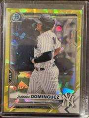Jasson Dominguez [Yellow Refractor] Baseball Cards 2021 Bowman Sapphire Prices