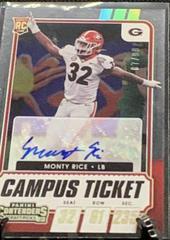 Monty Rice [Autograph Campus Ticket] #217 Football Cards 2021 Panini Contenders Draft Picks Prices
