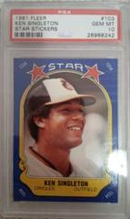 Ken Singleton #103 Baseball Cards 1981 Fleer Star Stickers Prices