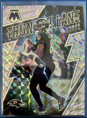 Lamar Jackson [Mosaic] #TL-24 Football Cards 2022 Panini Mosaic Thunder Lane Prices