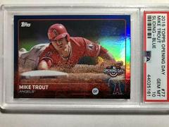 Mike Trout [Sliding Blue] #77 Baseball Cards 2015 Topps Opening Day Prices