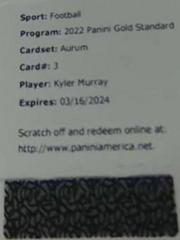 Kyler Murray Football Cards 2022 Panini Gold Standard Aurum Autographs Prices