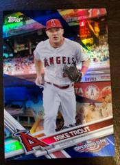 Mike Trout [Leaving Dugout Rainbow Blue Foil] #75 Baseball Cards 2017 Topps Opening Day Prices