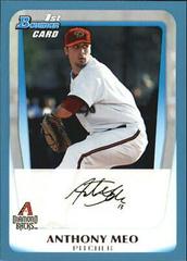 Anthony Meo [Chrome Blue Refractor] #BDPP59 Baseball Cards 2011 Bowman Draft Prospects Prices