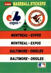 Montreal Expos - Baltimore Orioles Team Sticker Baseball Cards 1988 Fleer Team Stickers Prices
