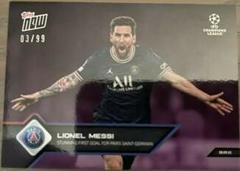 Lionel Messi [Purple] #28 Soccer Cards 2021 Topps Now UEFA Champions League Prices
