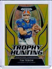 Tim Tebow [Gold] #TH-15 Football Cards 2023 Panini Prizm Draft Picks Trophy Hunting Prices