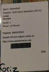Ja Morant Basketball Cards 2020 Panini Revolution Autographs Prices