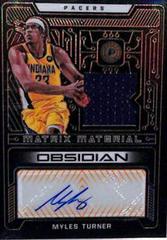 Myles Turner [Orange] #MMA-MYT Basketball Cards 2021 Panini Obsidian Matrix Material Autographs Prices