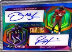 Derrick Brooks, Ray Lewis [Prismatic Teal] #CC-16 Football Cards 2023 Leaf Vivid Autographs Colorful Combos Prices