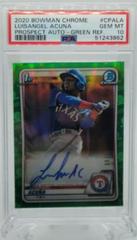 Luisangel Acuna [Green Refractor] #CPALA Baseball Cards 2020 Bowman Chrome Prospect Autographs Prices