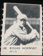 Roger Hornsby [Rogers Purple Back] #48 Baseball Cards 1950 R423 Prices