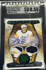 Sidney Crosby [Autograph Material Emerald] #128 Hockey Cards 2023 Upper Deck Artifacts Prices