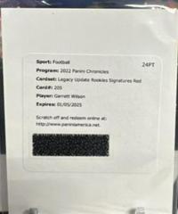 Garrett Wilson [Signature Red] #205 Football Cards 2022 Panini Chronicles Legacy Update Rookies Prices