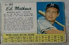Ed Mathews [Hand Cut] #147 Baseball Cards 1962 Jell O Prices
