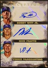 Vinnie Pasquantino, Nick Pratto, Bobby Witt Jr. #ITA-WPP Baseball Cards 2023 Topps Inception Triple Autographs Prices