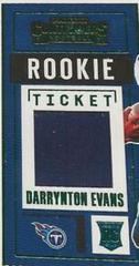 Darrynton Evans #RTS-DEV Football Cards 2020 Panini Contenders Rookie Ticket Swatches Prices